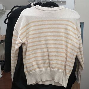 Minnow Striped Cream and Tan Women's Sweater